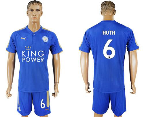 Leicester City #6 Huth Home Soccer Club Jersey - Click Image to Close
